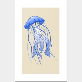 Blue and White Jellyfish Posters and Art